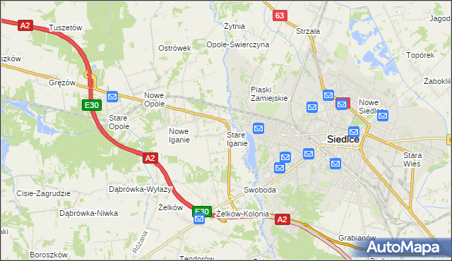 mapa Stare Iganie, Stare Iganie na mapie Targeo