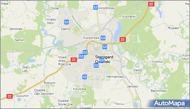 mapa Starogard Gdański, Starogard Gdański na mapie Targeo