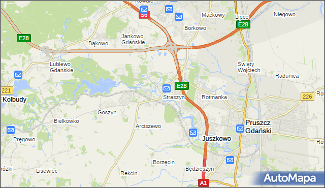 mapa Straszyn, Straszyn na mapie Targeo