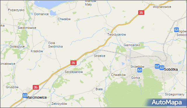 mapa Strzelce gmina Marcinowice, Strzelce gmina Marcinowice na mapie Targeo