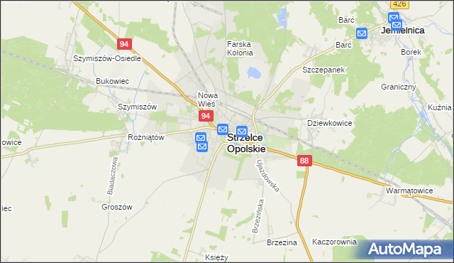 mapa Strzelce Opolskie, Strzelce Opolskie na mapie Targeo