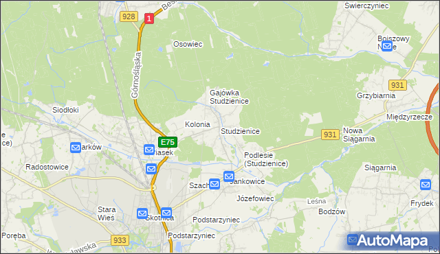 mapa Studzienice gmina Pszczyna, Studzienice gmina Pszczyna na mapie Targeo