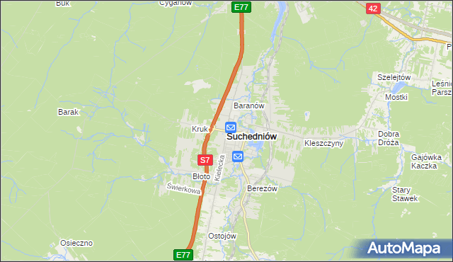 mapa Suchedniów, Suchedniów na mapie Targeo