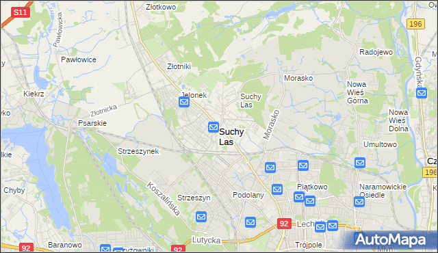 mapa Suchy Las powiat poznański, Suchy Las powiat poznański na mapie Targeo