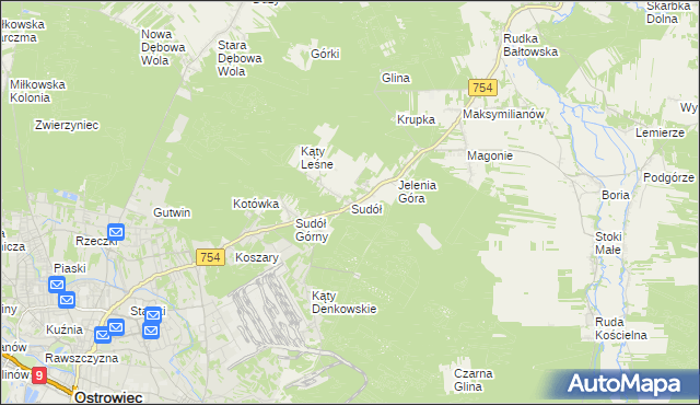 mapa Sudół gmina Bodzechów, Sudół gmina Bodzechów na mapie Targeo