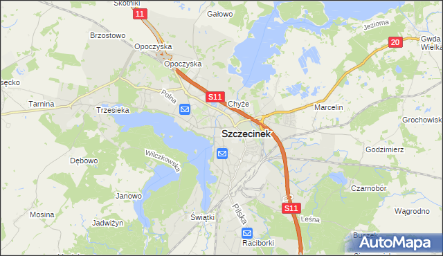 mapa Szczecinek, Szczecinek na mapie Targeo