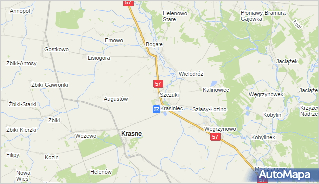 mapa Szczuki gmina Płoniawy-Bramura, Szczuki gmina Płoniawy-Bramura na mapie Targeo