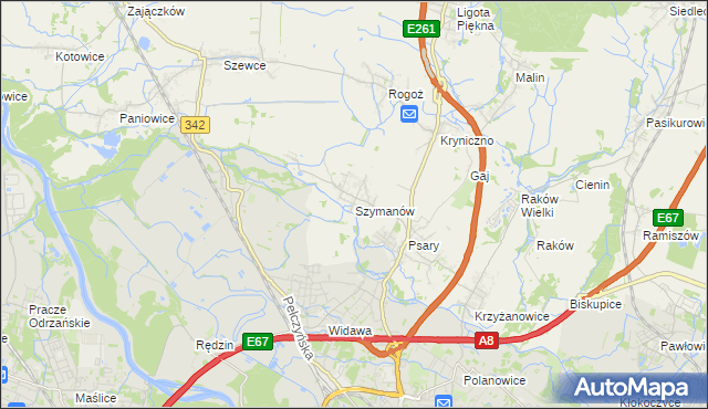 mapa Szymanów gmina Wisznia Mała, Szymanów gmina Wisznia Mała na mapie Targeo