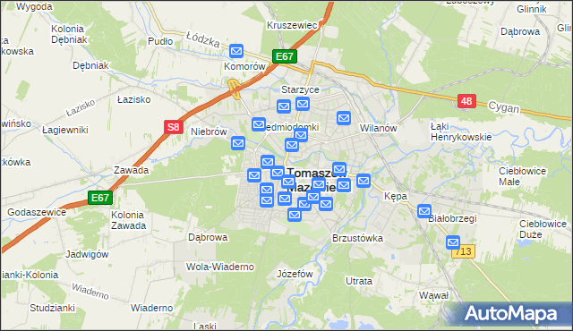 mapa Tomaszów Mazowiecki, Tomaszów Mazowiecki na mapie Targeo