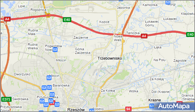 mapa Trzebownisko, Trzebownisko na mapie Targeo