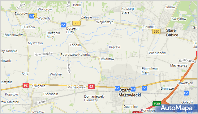 mapa Umiastów, Umiastów na mapie Targeo