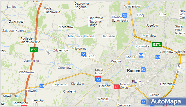 mapa Wacyn, Wacyn na mapie Targeo