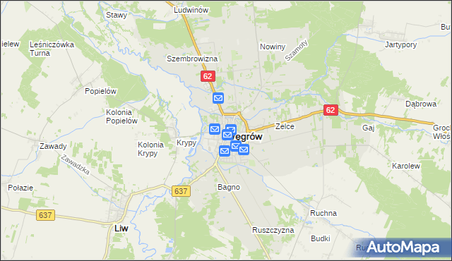 mapa Węgrów, Węgrów na mapie Targeo