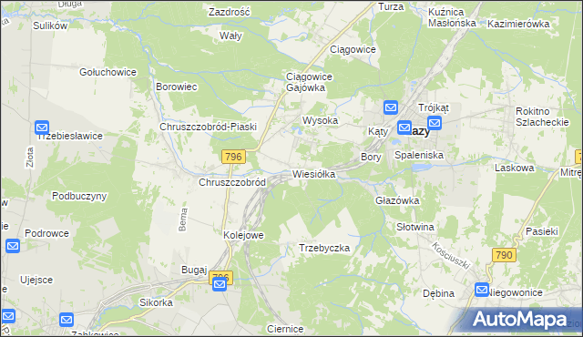 mapa Wiesiółka gmina Łazy, Wiesiółka gmina Łazy na mapie Targeo