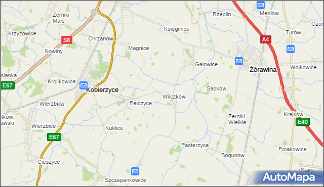 mapa Wilczków gmina Żórawina, Wilczków gmina Żórawina na mapie Targeo