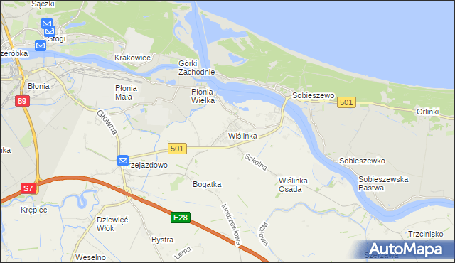 mapa Wiślinka, Wiślinka na mapie Targeo