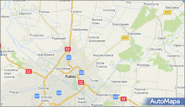 mapa Wojciechówka gmina Żelazków, Wojciechówka gmina Żelazków na mapie Targeo