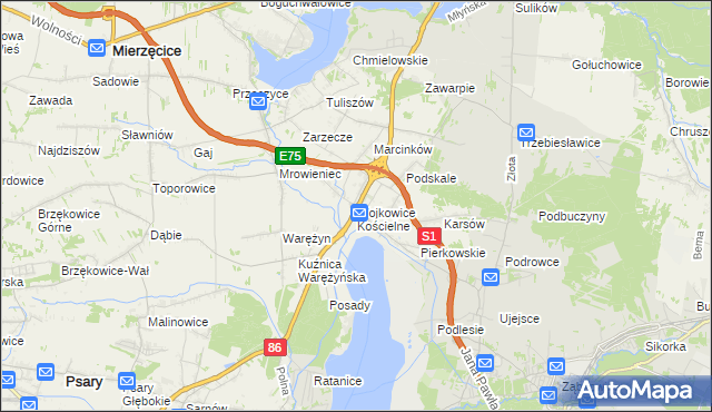 mapa Wojkowice Kościelne, Wojkowice Kościelne na mapie Targeo