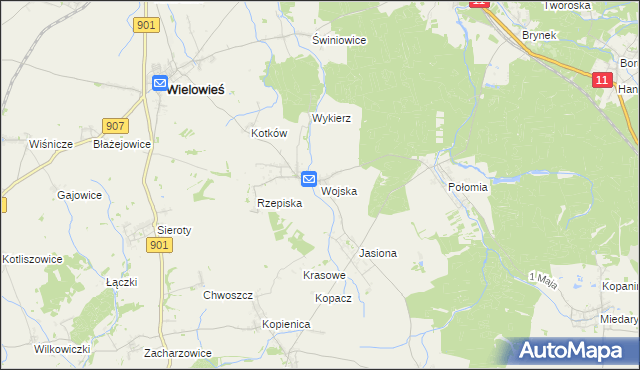 mapa Wojska, Wojska na mapie Targeo