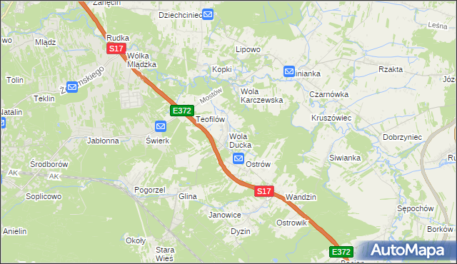 mapa Wola Ducka, Wola Ducka na mapie Targeo