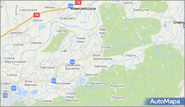 mapa Wola Zabierzowska, Wola Zabierzowska na mapie Targeo