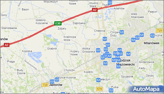 mapa Wólka Grodziska gmina Grodzisk Mazowiecki, Wólka Grodziska gmina Grodzisk Mazowiecki na mapie Targeo