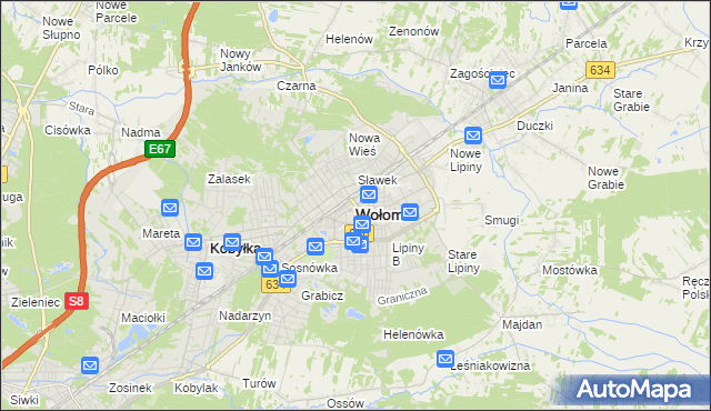 mapa Wołomin, Wołomin na mapie Targeo