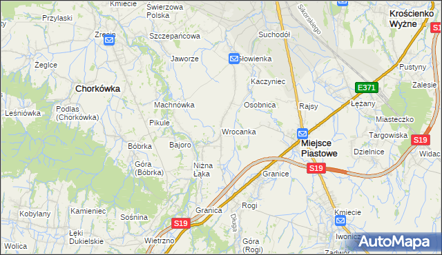 mapa Wrocanka gmina Miejsce Piastowe, Wrocanka gmina Miejsce Piastowe na mapie Targeo