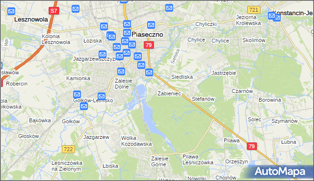 mapa Żabieniec gmina Piaseczno, Żabieniec gmina Piaseczno na mapie Targeo