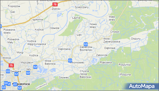 mapa Zabierzów Bocheński, Zabierzów Bocheński na mapie Targeo