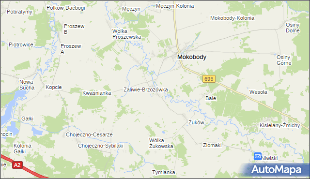 mapa Zaliwie-Piegawki, Zaliwie-Piegawki na mapie Targeo