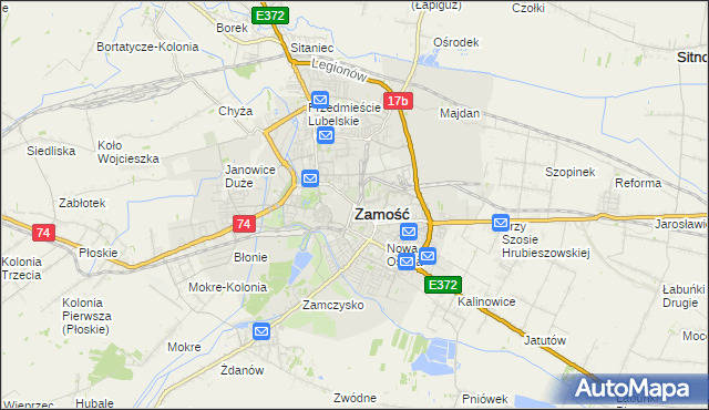 mapa Zamościa, Zamość na mapie Targeo