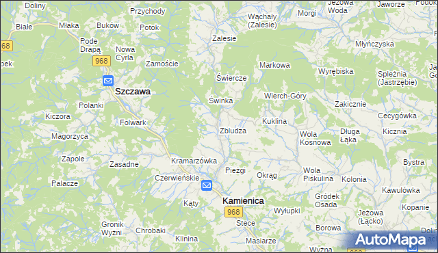 mapa Zbludza, Zbludza na mapie Targeo