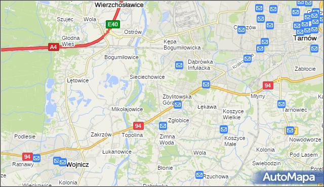mapa Zbylitowska Góra, Zbylitowska Góra na mapie Targeo