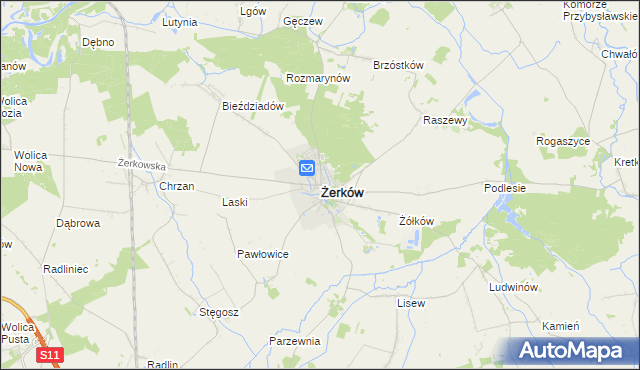 mapa Żerków powiat jarociński, Żerków powiat jarociński na mapie Targeo