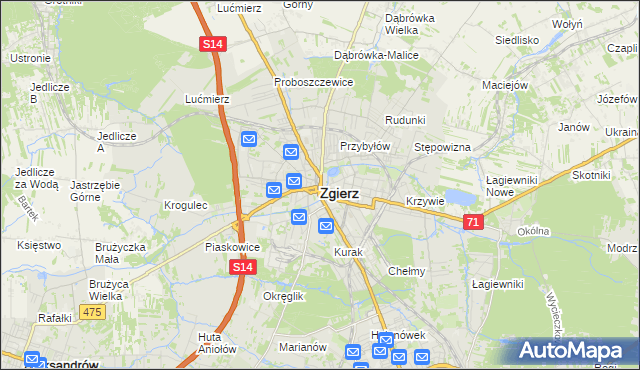 mapa Zgierz, Zgierz na mapie Targeo