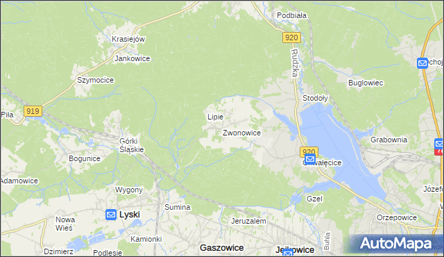 mapa Zwonowice, Zwonowice na mapie Targeo