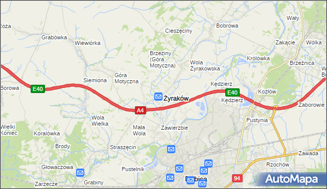 mapa Żyraków, Żyraków na mapie Targeo