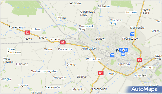 mapa Adamowice gmina Kutno, Adamowice gmina Kutno na mapie Targeo