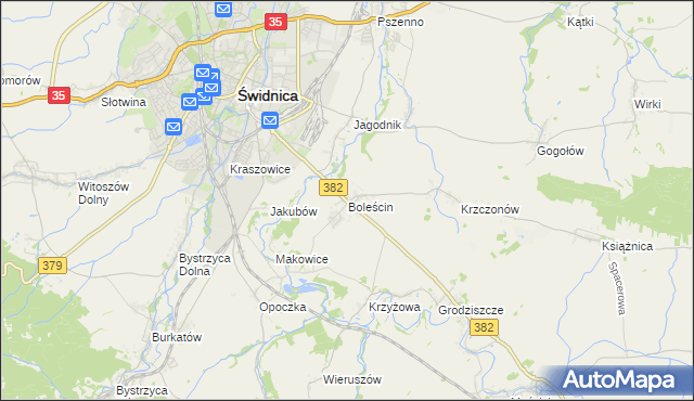 mapa Boleścin gmina Świdnica, Boleścin gmina Świdnica na mapie Targeo
