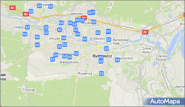 mapa Bydgoszczy, Bydgoszcz na mapie Targeo
