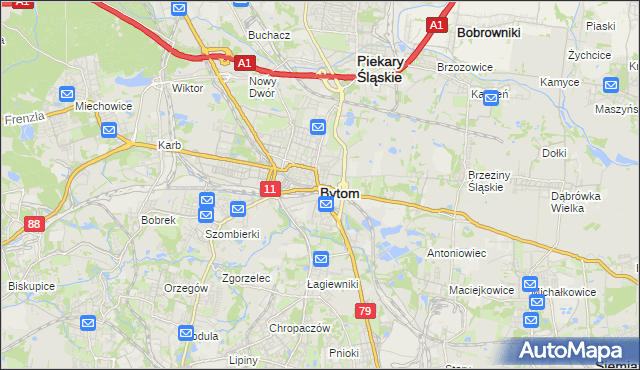 mapa Bytomia, Bytom na mapie Targeo