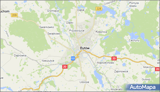 mapa Bytów, Bytów na mapie Targeo