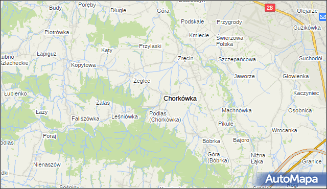 mapa Chorkówka, Chorkówka na mapie Targeo