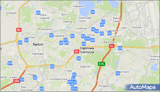 mapa Dąbrowa Górnicza, Dąbrowa Górnicza na mapie Targeo