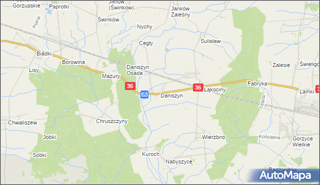 mapa Daniszyn, Daniszyn na mapie Targeo