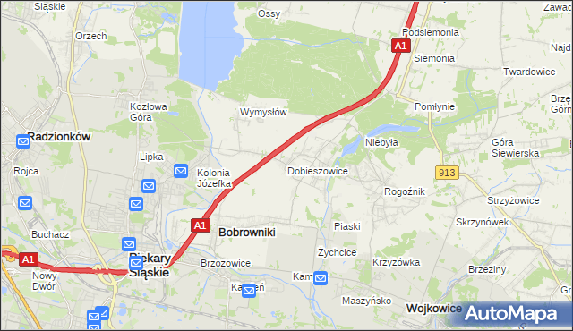 mapa Dobieszowice gmina Bobrowniki, Dobieszowice gmina Bobrowniki na mapie Targeo