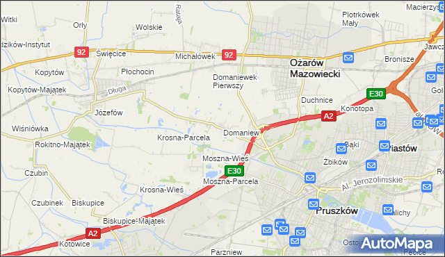 mapa Domaniew gmina Brwinów, Domaniew gmina Brwinów na mapie Targeo