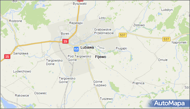 mapa Fijewo gmina Lubawa, Fijewo gmina Lubawa na mapie Targeo