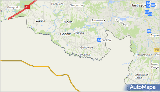 mapa Gołkowice gmina Godów, Gołkowice gmina Godów na mapie Targeo